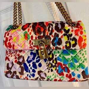 Kurt Geiger London Velvet Mini Brixton Crossbody Bag Quilted Multi-colored NWT